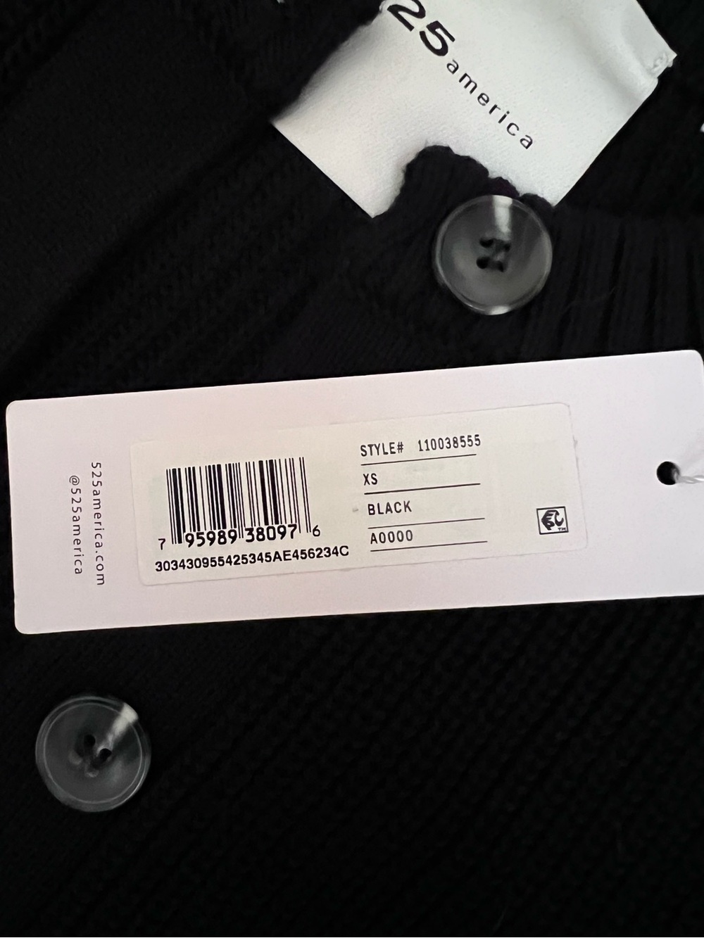 NWT 💯 525 AMERICA Palmer Knit Cardigan Sweater Black XS - Picture 4 of 11